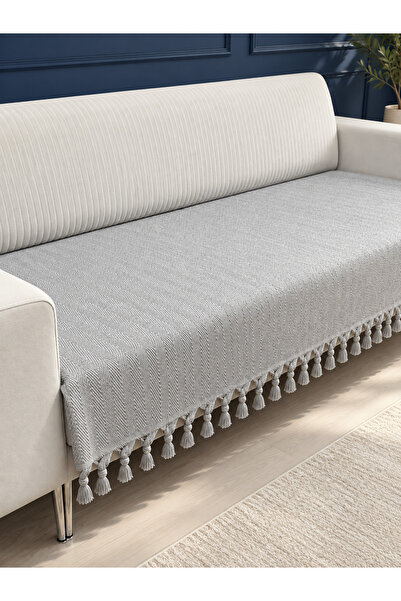 Nest Touch Nola 115x200 cm Yıkanabilir Saçaklı Koltuk Örtüsü – Şık Dokulu Kan...