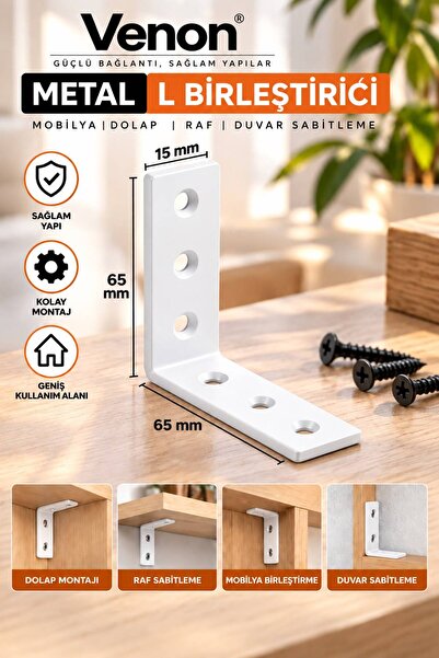 VENON 4 Adet || ASYA || BEYAZ || 65x65x15 Mm || Mobilya Eşya Dolap Duvara Sab...