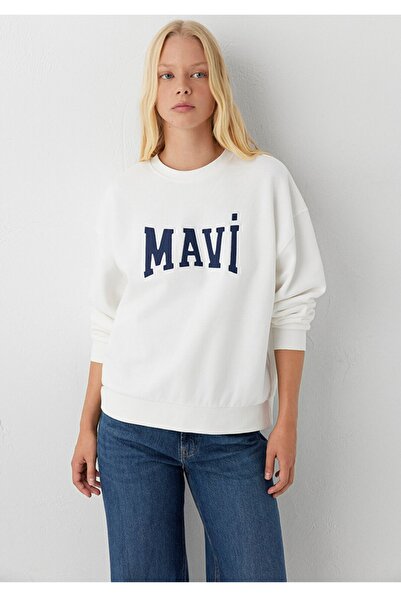 Mavi Embroidered Logo Printed Loose Fit Women's Sweatshirt.
