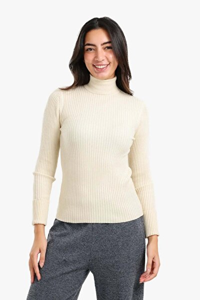 CARINA Carina Ribbed Turtleneck Sweater - Off White