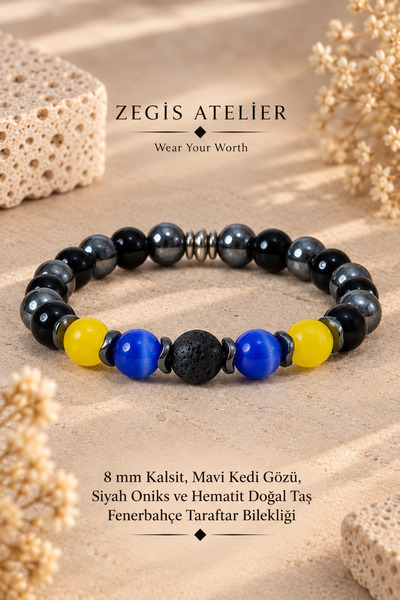 Zegisatelier Fenerbahçe Doğal Taş Bileklik - Fenerbahçe Taraftar Bilekliği - ...