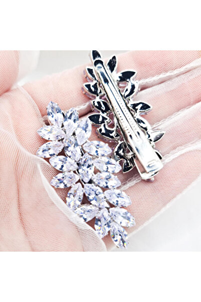 MYGRACE Agrafe de păr de mireasă, metalice, argintii, decorate cu zirconiu, model floral (set de 2 bucăți)