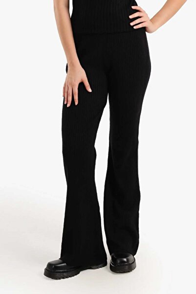 CARINA Karina Wide Ribbed Pants - Black