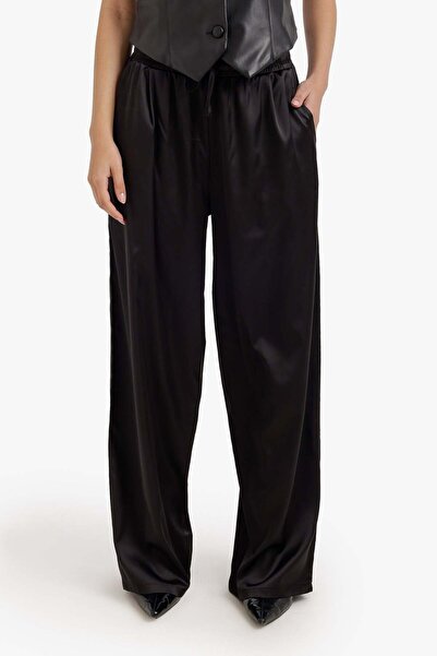 CARINA Karina Satin Wide Leg Pants - Black