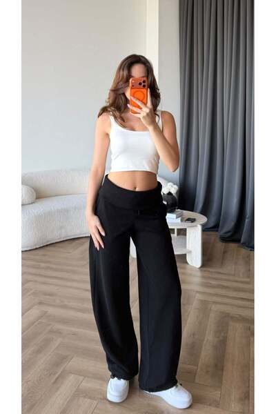 Perry Boutique Pantaloni de trening cu talie pliată și șnur, cu picior ajustabil