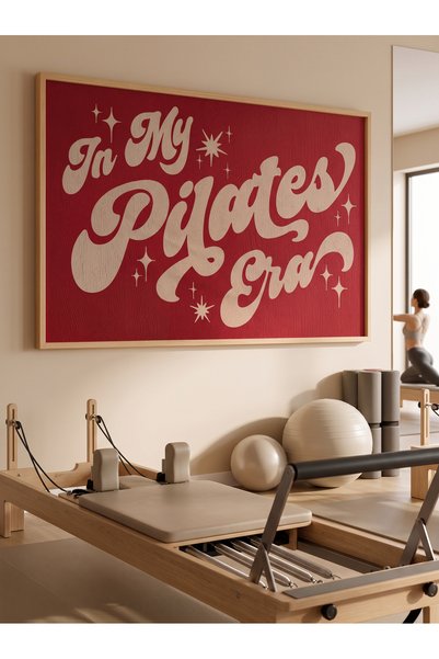 Creatick Design Reformer Pilates ve Yoga Salonu Tablosu Ham Ahşap Çerçeveli M...