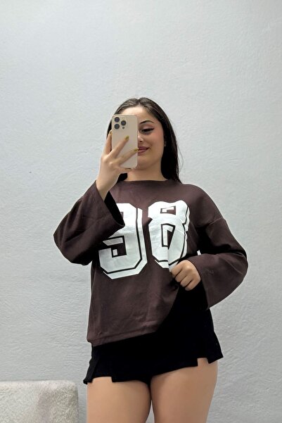 BELENDİR Women's Printed Modal Sweatshirt Brown