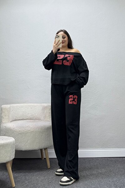 BELENDİR Women's Printed Modal Set Black