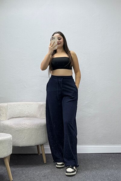 BELENDİR Women's Diagonel 3 Thread Non-Threaded Sweatpants with Cuffed Hem in...