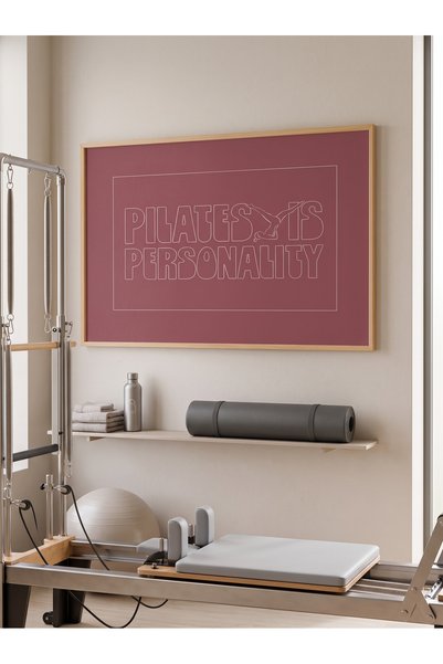 Creatick Design Reformer Pilates ve Yoga Salonu Tablosu Ham Ahşap Çerçeveli M...
