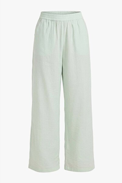 CARINA Carina Crinkle Wide Leg Pants – High Elastic Waist - Light Mint