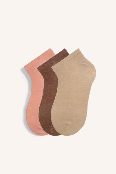 DeFacto Women's 3-Pack Cotton Textured Booties Socks I2944Axns
