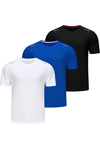 GENERAL 3 Pack Mens Running T-shirts Quick Dry Short Sleeve Crew Neck Sports ...