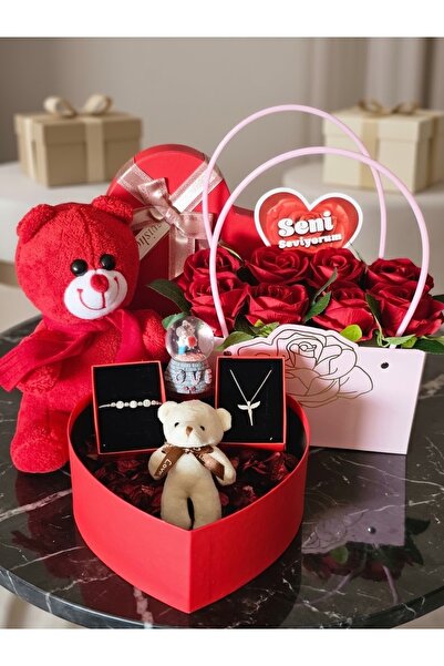 luvelle Sevgiliye Romantik Hediye Seti Çantalı Gül buketi Melek Kanatlı Çelik...