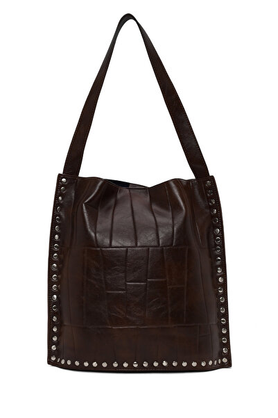 Derimod Women's Brown Printed Shoulder Bag Ab100020Sb