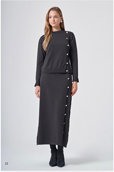 Nuss 704 Tunic and Skirt Mercerized Tunic with Button Detail