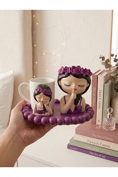 sutasarimevi Handmade Pink Flower Girl Themed Porcelain Cup and Presentation ...