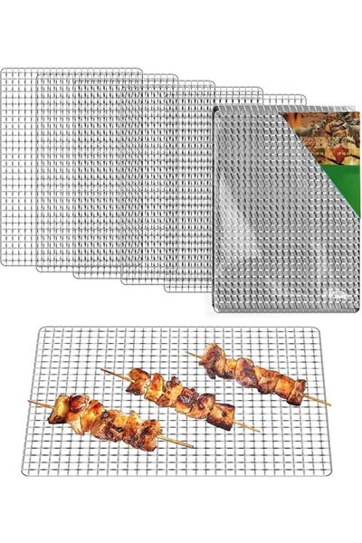 Bukela 10 PCS Disposable Grill Topper, BBQ Grill Mesh Sheets for Outdoor Gril...
