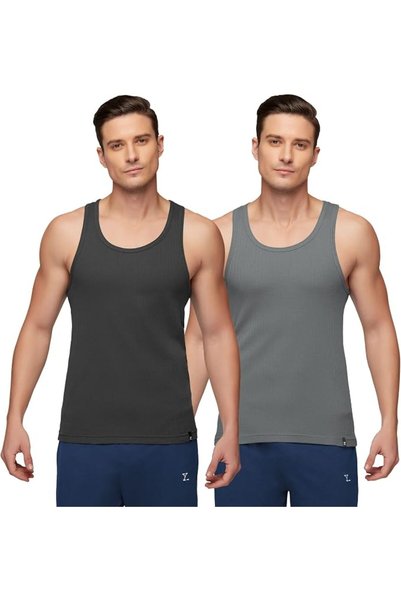 XYXX Men's Nova Super Combed Cotton Regular Fit Solid Round Neck Ribbed Vest ...