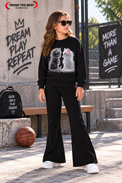 TREND THE BEST Trendin En İyisi Winter, Spring, and Autumn Girls' Black Spani...