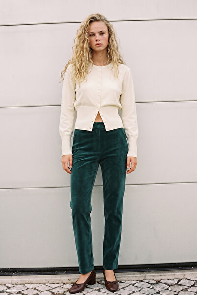 Sateen Suede Trousers - Emerald