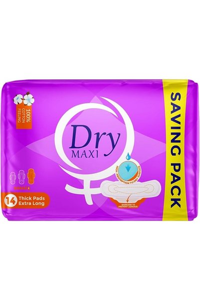 DRY Maxi - Thick Extra Long - 14 Sanitary Pads, SAVING PACK