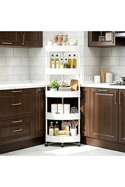 GENERAL 5 Tier Corner Shower Storage Rack with Wheels, Plastic & Stainless St...