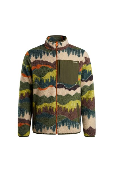 Cazador Men's Khaki Jazz 55620 Shearling Sweat Cardigan Sweatshirt
