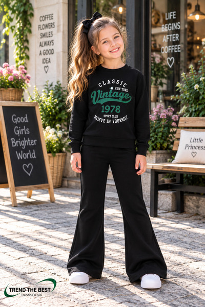 TREND THE BEST Trendin En İyisi Winter, Spring, and Autumn Girls' Black Spani...