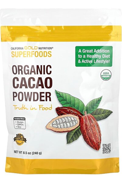 California Gold Nutrition سوبر فودز، مسحوق الكاكاو العضوي، 8.5 أونصة (240 جرام)