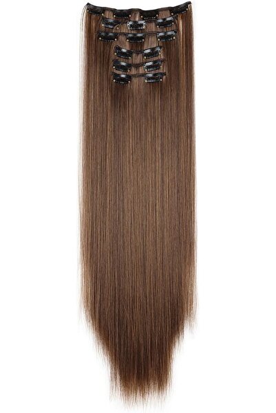 GENERAL Invisible Clip-In Hair Extensions – 24" Jet Dark Gray Straight Seamle...