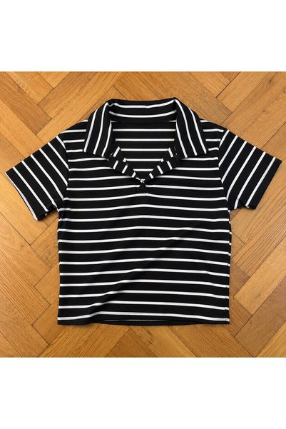 Çimen Spor Giyim Kadın Polo Yaka Kısa Kollu Bluz T-Shirt Crop