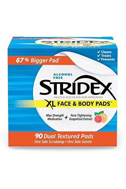 Stridex مناديل XL للوجه والجسم، 90 قطعة