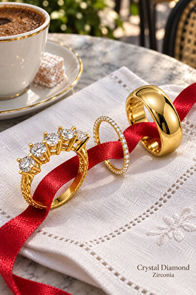 Crystal Diamond Zirconia KARARMAZ,UZUN ÖMÜRLÜ BEŞTAŞ, TAMTUR VE 6 MM ALYANS Y...