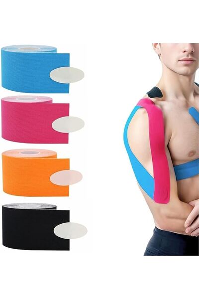 Yelajoy 4 لفات من شريط الكينيسيولوجي - شريط رياضي مرن 2.5 سم × 5 متر لتخفيف آ...