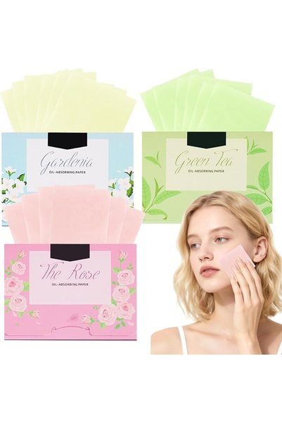 ELECDON 300 Sheets Green Tea Oil Blotting Paper for Face, 3 Pack of Natural B...