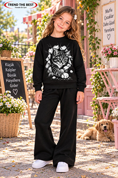 TREND THE BEST Trendin En İyisi Winter, Spring, and Autumn Girls' Black Spani...