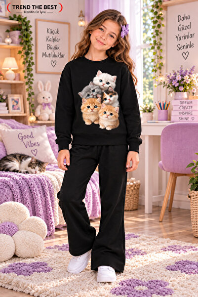TREND THE BEST Trendin En İyisi Winter, Spring, and Autumn Girls' Black Spani...