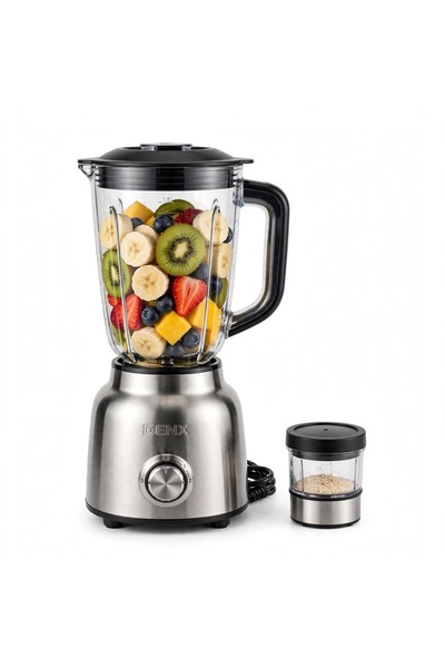 Denx Dinex Dx3239 3-in-1 Electric Blender - 1200W - 1.5L Jug + 0.5L Cup + 0.25L Grinder - 8 Stainless Steel Blades System - Multi-Speed Control