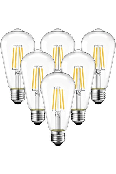 GENERAL ABUDA Vintage Edison LED Light Bulb 6 Pack, 4W 6500K White