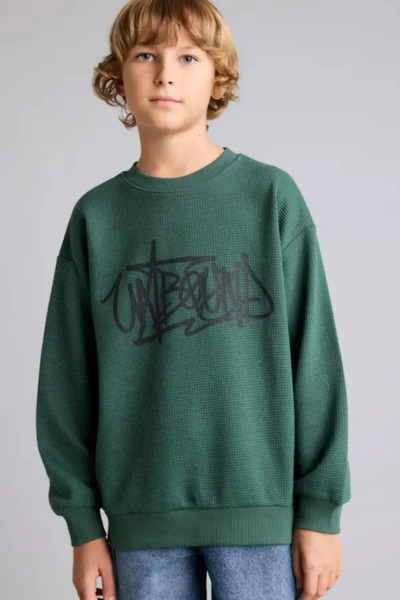 DeFacto Oversize Crew Neck Rebel Printed Sweatshirt for Boys I3168A826Wn