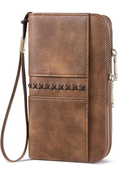 BOSTANTEN Wallets for Women Leather RFID Double Zipper Around Holder Large Ca...