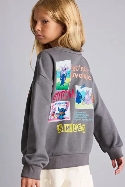 DeFacto Disney Lılo & Stıtch Back Printed Relax Fit Crew Neck Sweatshirt Girl...