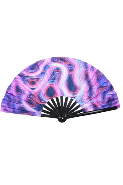 ASKIND Large Rave Folding Hand Fan for Women and Men, Bamboo and Nylon-Cloth ...