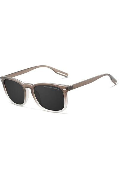 Generic New unisex stylish polarized photochromic square-framed sun-protectiv...