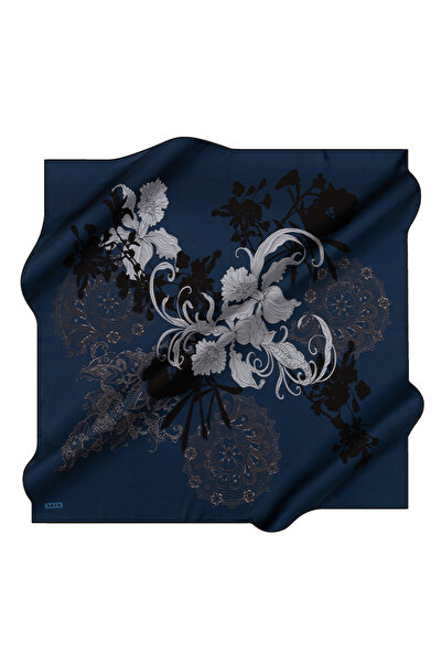 Aker Lacivert 90X90 İpek Twill Eşarp