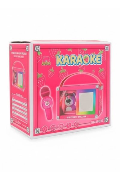 karaoke مكبر صوت صغير محمول، بلوتوث مع ميكروفون لاسلكي وإضاءة LED للأطفال وال...
