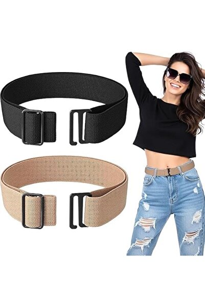 TERRIFI حزام نسائي مرن غير مرئي من قطعتين - حزام خصر قابل للتعديل مع مشبك مسط...