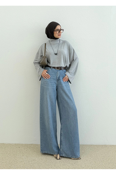MODA AKSA 05 DİK YAKA DÖKÜMLÜ BLUZ