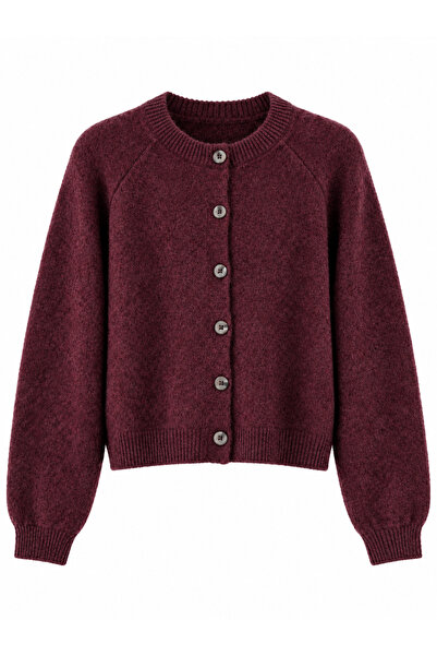 Retrobird Jodie Crew Neck Buttoned Knitwear Cardigan Women's Burgundy